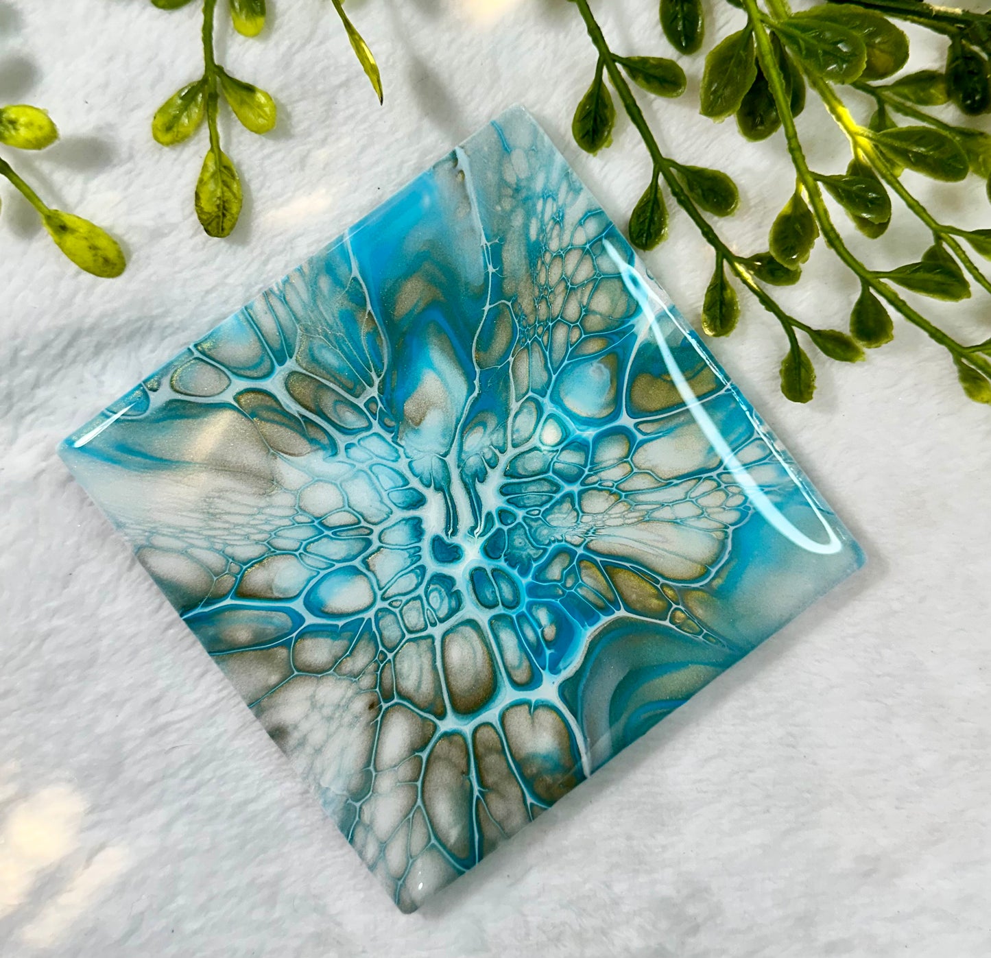 4x4 Ceramic Fluid Art Coaster