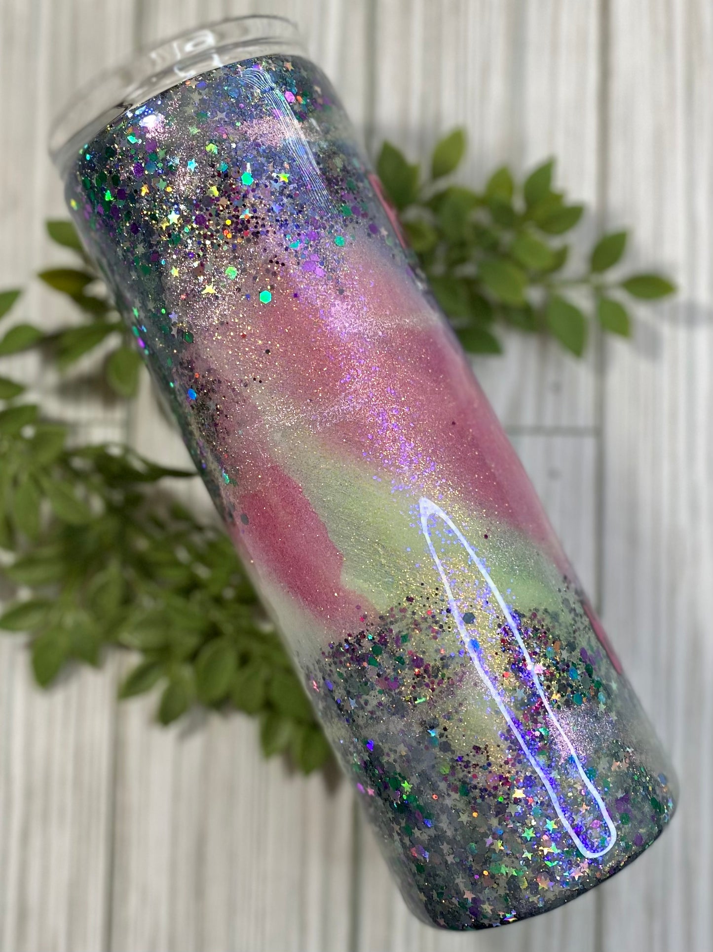 20 Ounce Skinny glitter Tumbler-Flowers grow out of the darkest moments